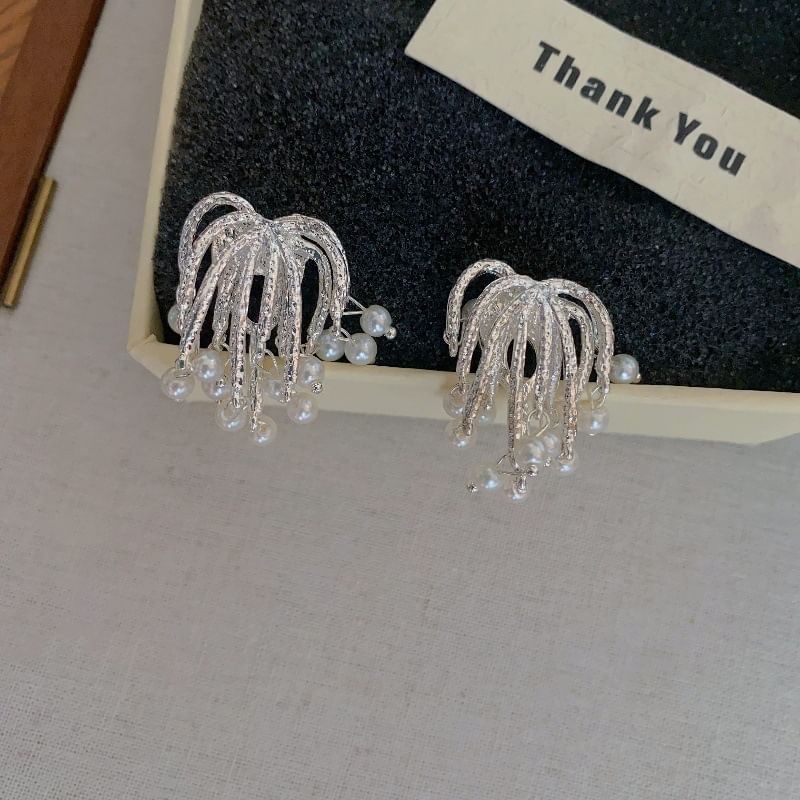 Earring Fringed Faux Alloy Firework Pearl