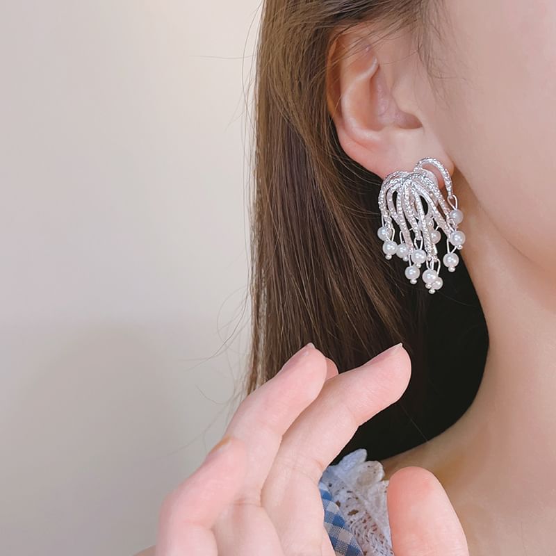 Earring Fringed Faux Alloy Firework Pearl