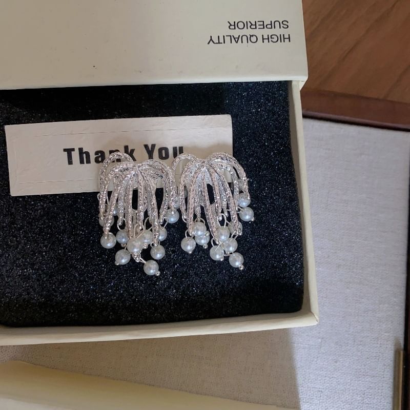 Earring Fringed Faux Alloy Firework Pearl