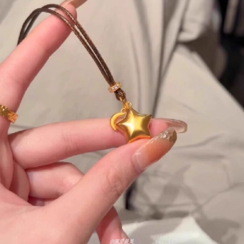 Brushed Pendant Alloy Star Cord Choker