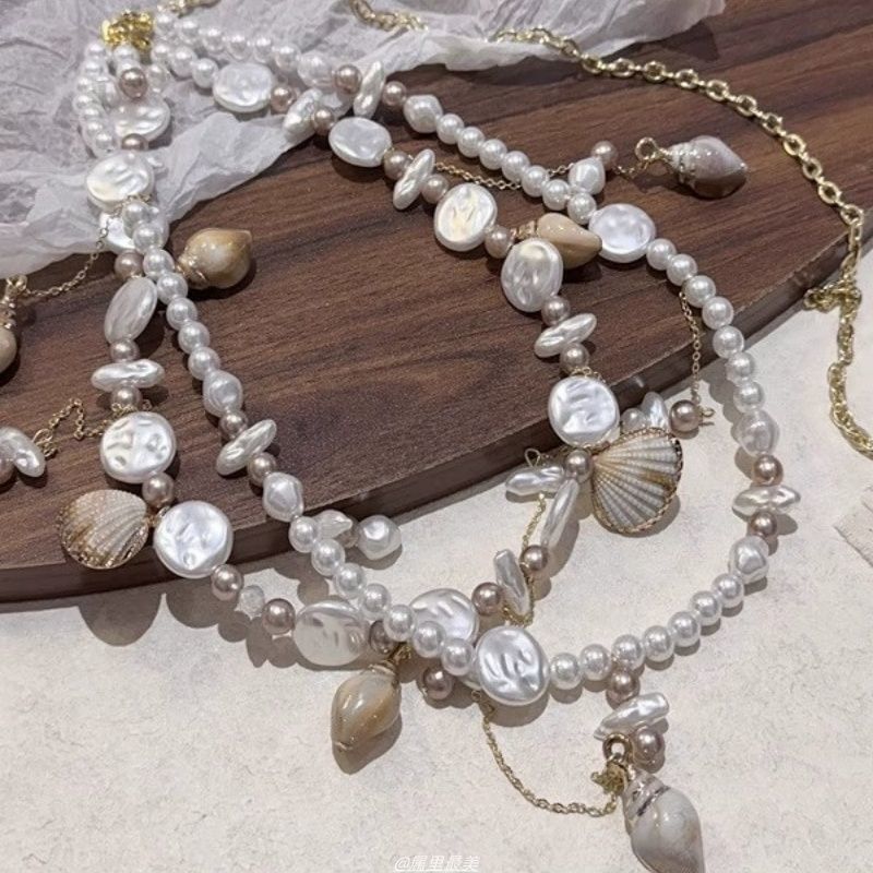 Chain Waist Disc Pearl Shell Faux Alloy