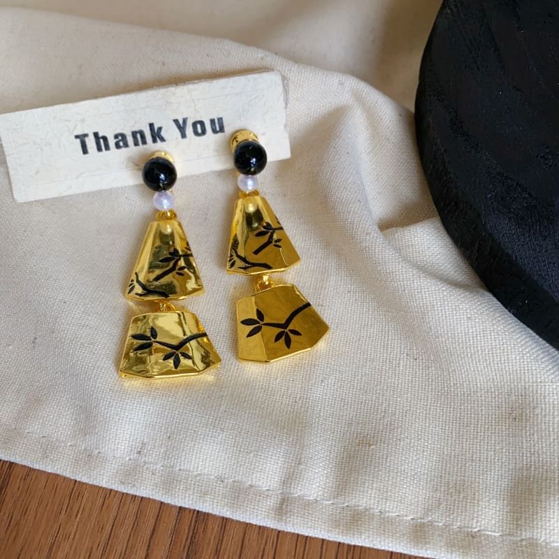 Pearl Earring Branches Alloy Dangle Faux Geometric