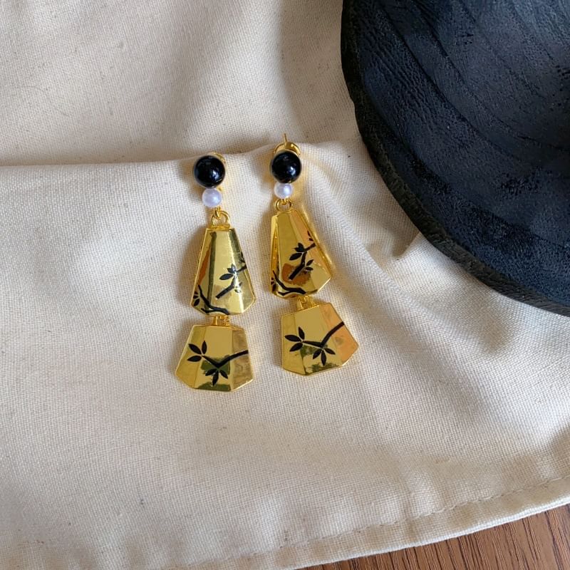 Pearl Earring Branches Alloy Dangle Faux Geometric