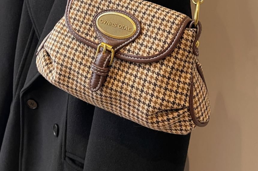 Crossbody Buckled Bag Faux Flap Leather