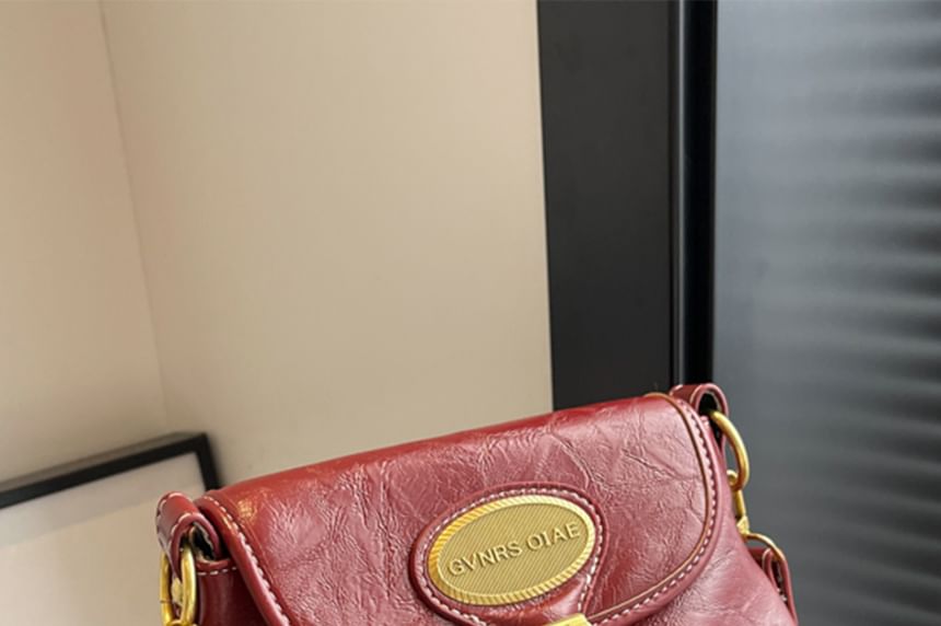 Crossbody Buckled Bag Faux Flap Leather