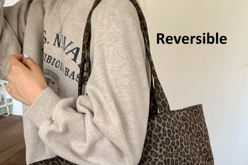 Tote Print Panel Leopard Bag