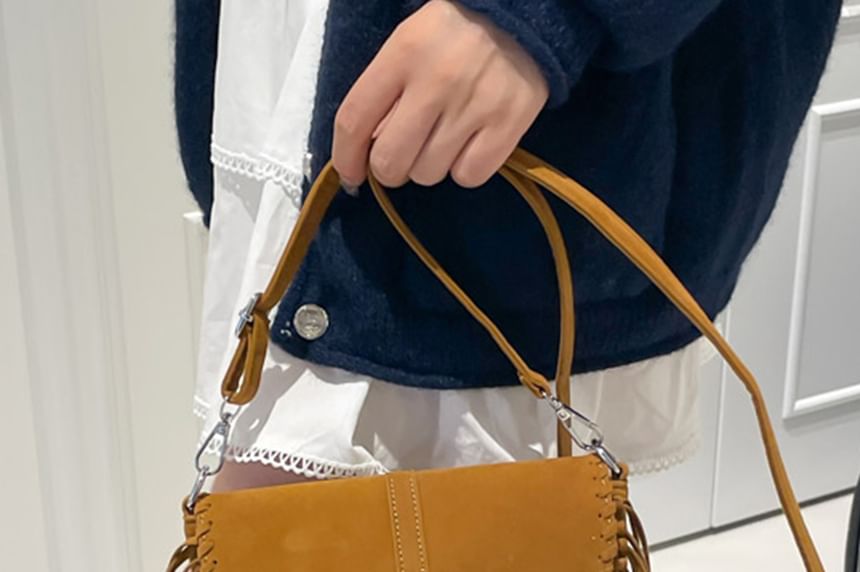 Suede Crossbody Fringe Faux Bag Saddle