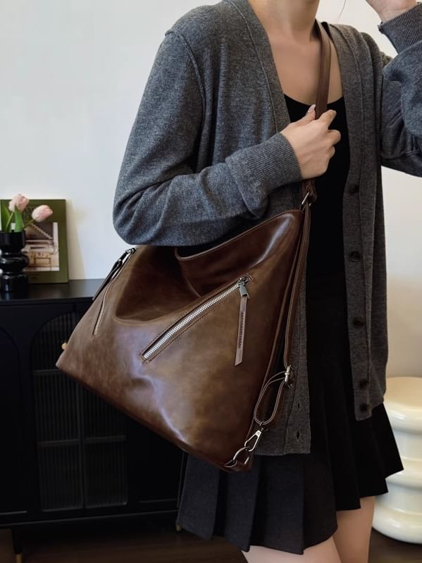 Backpack Leather Tote Faux Zip