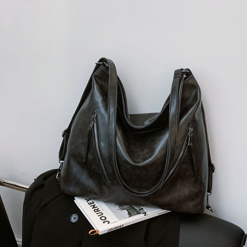 Backpack Leather Tote Faux Zip