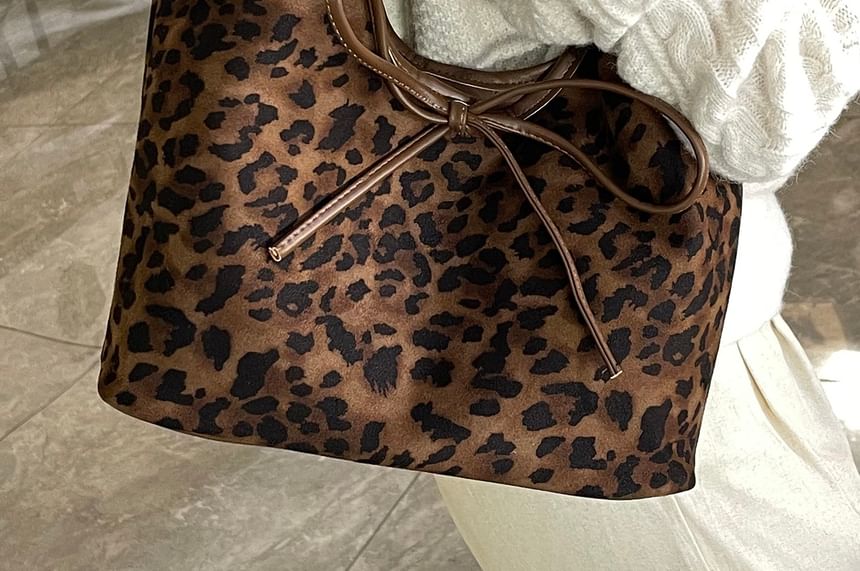 Bag Bow Leopard Print Tote