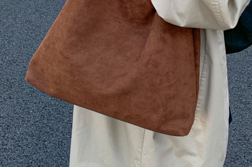 Suede Faux Bag With Pouch Tote