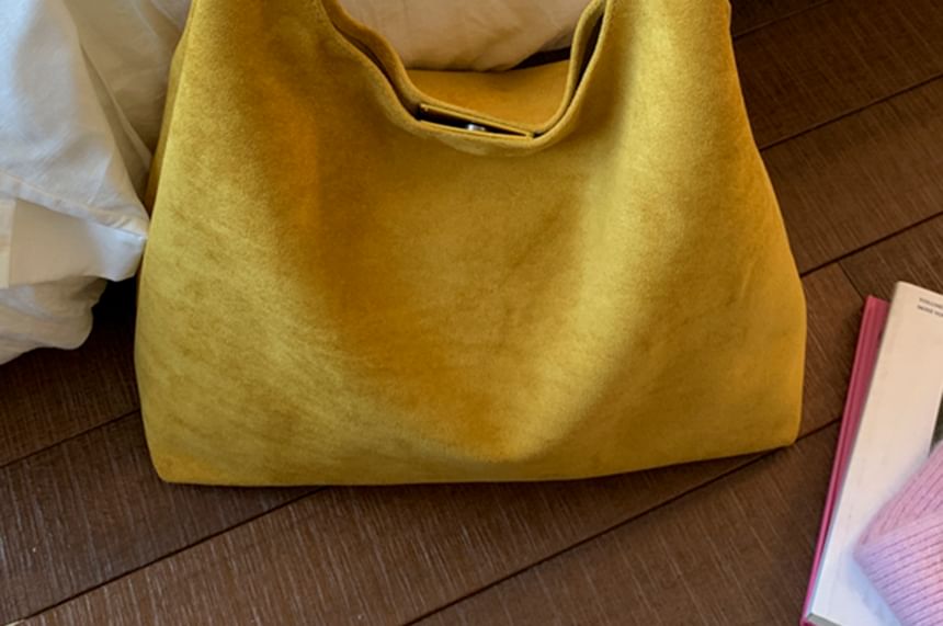 Suede Faux Bag With Pouch Tote