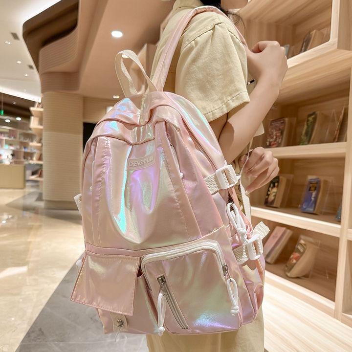 Backpack Leather Holographic Faux Buckled