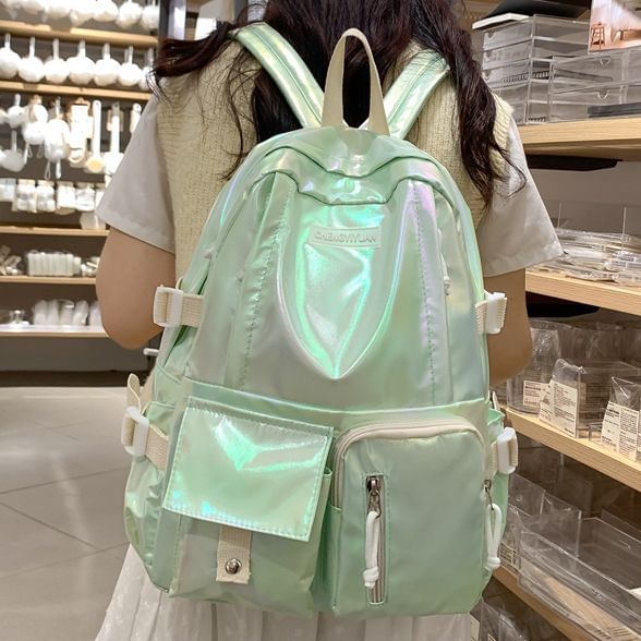 Backpack Leather Holographic Faux Buckled