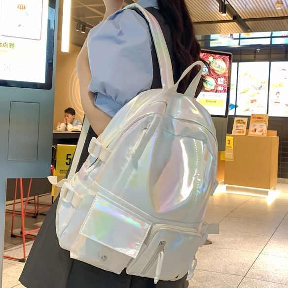 Backpack Leather Holographic Faux Buckled