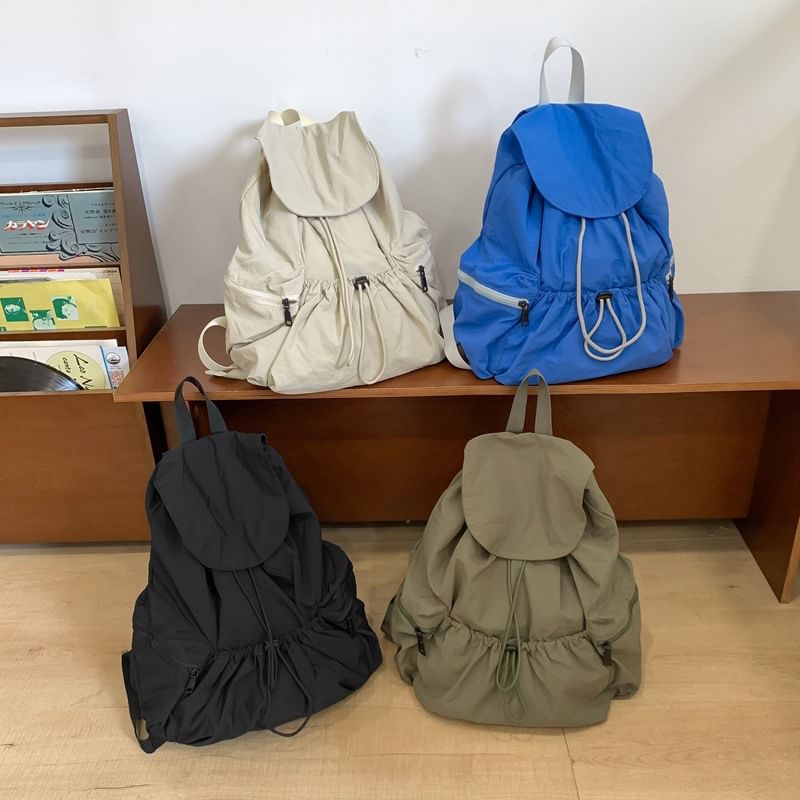 Plain Nylon Drawstring Backpack Unisex