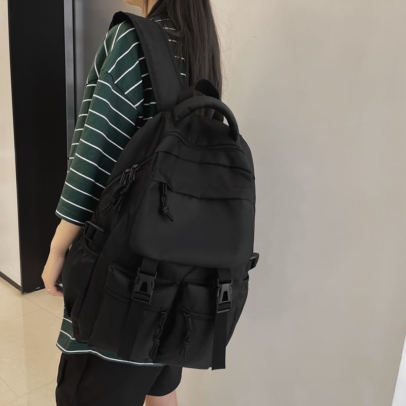 Nylon Backpack Plain Buckled