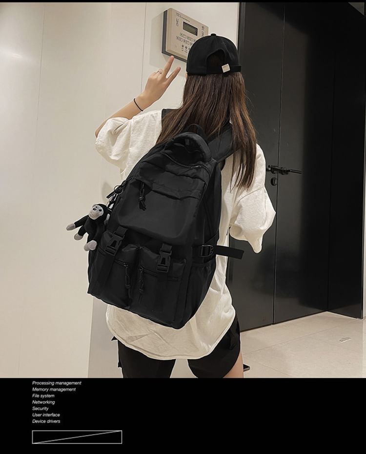Nylon Backpack Plain Buckled
