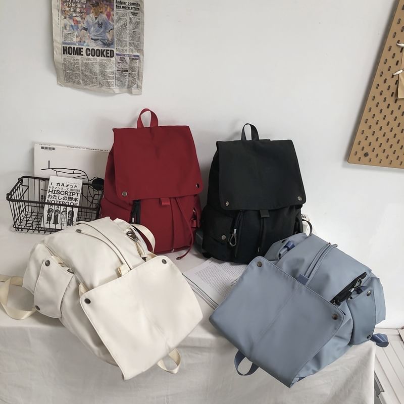 Backpack Drawstring Plain Nylon