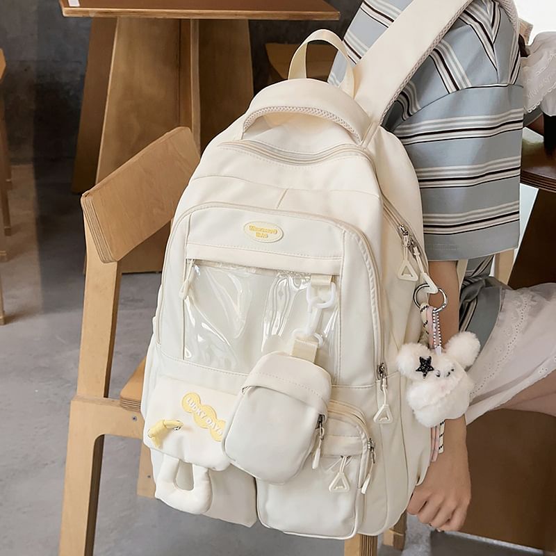 Buckled Nylon Panel With Backpack Purse Applique PVC Coin