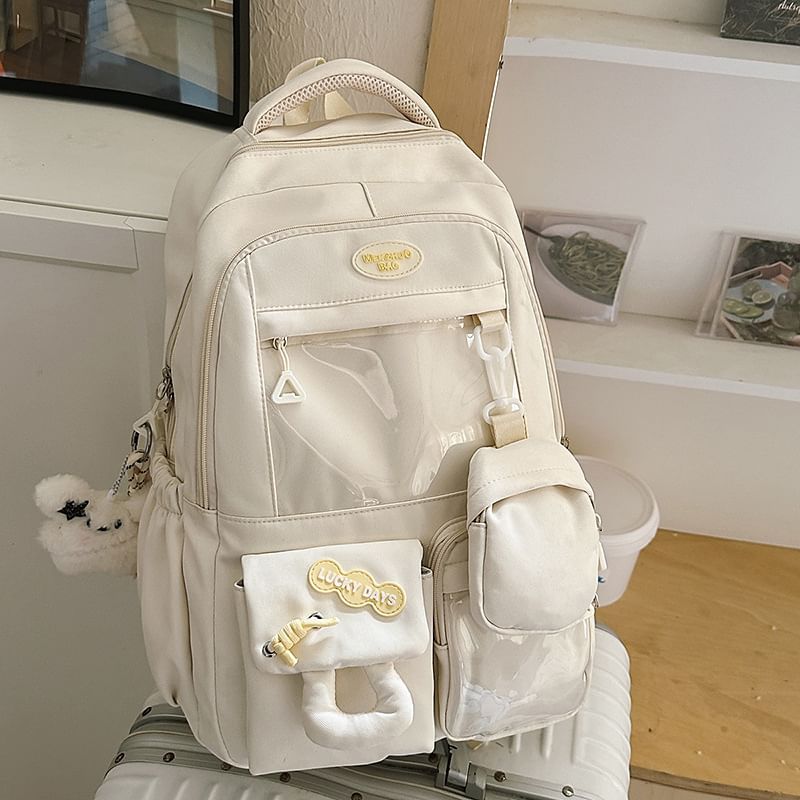 Buckled Nylon Panel With Backpack Purse Applique PVC Coin