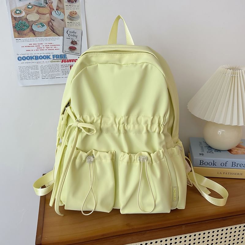 Nylon Bow Drawstring Plain Backpack