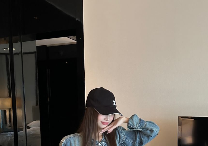 Washed Denim Jacket & Mini A-Line Skirt