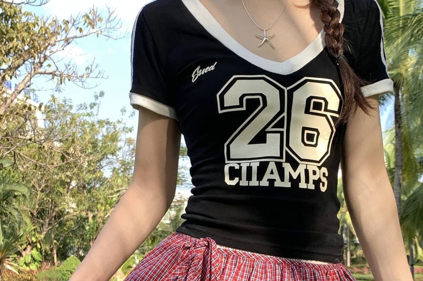Striped and Plaid Overlay Mini Skirt