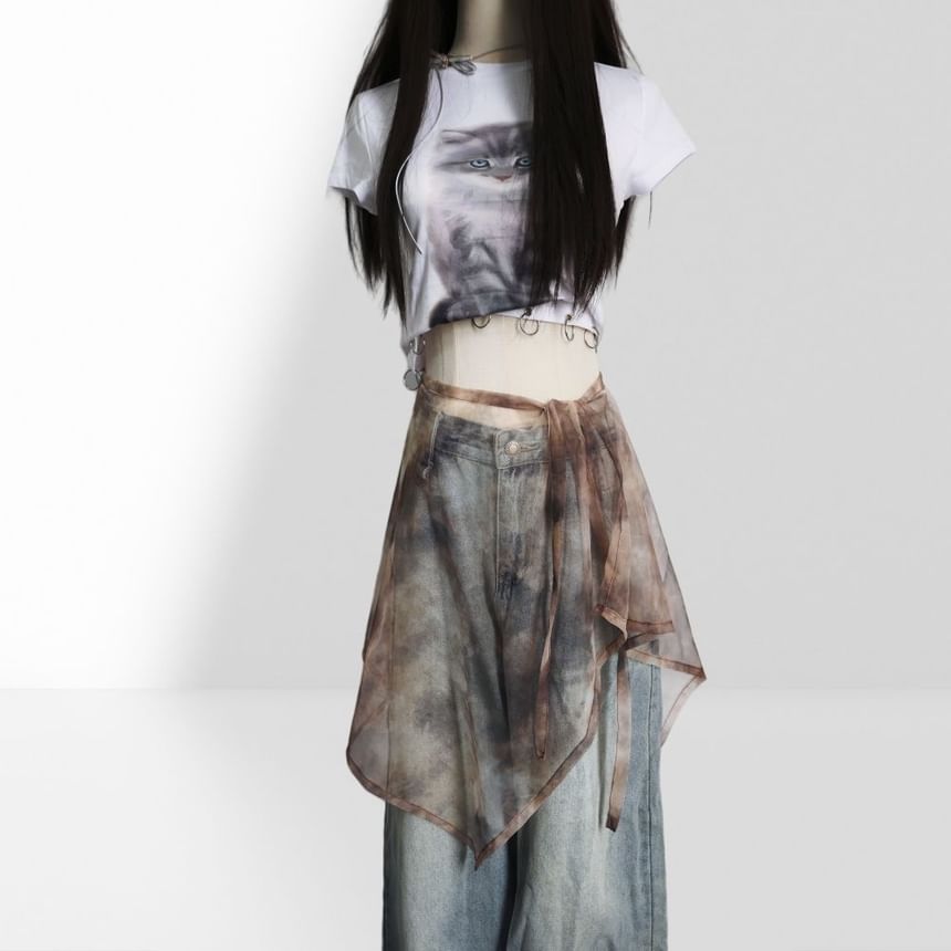Tie-Dye Sheer Overlay Skirt