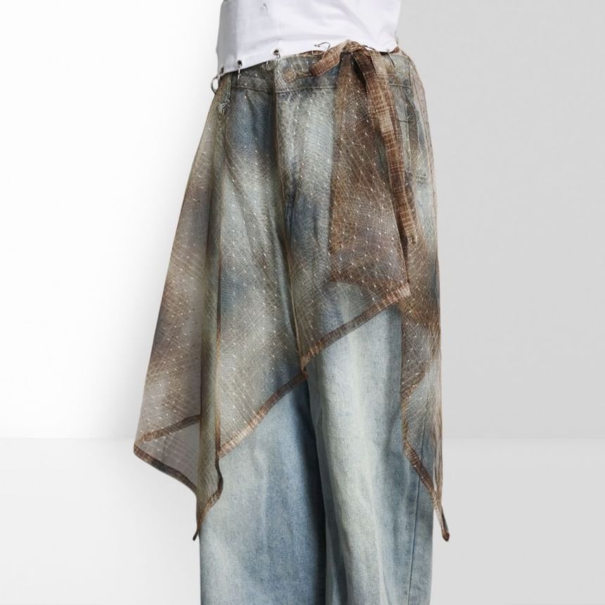 Tie-Dye Sheer Overlay Skirt