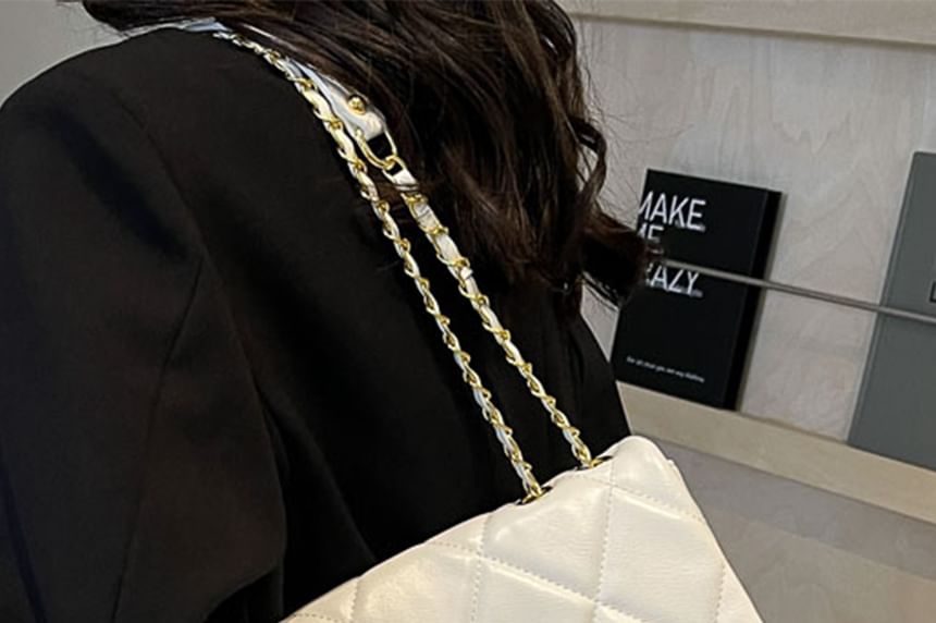 Crossbody Quilted Bag Faux Leather Plain Flap