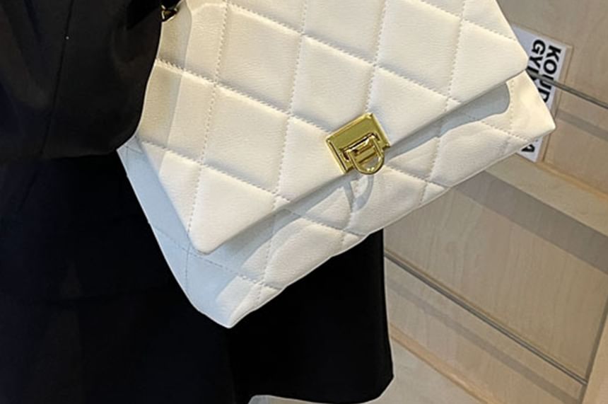 Crossbody Quilted Bag Faux Leather Plain Flap