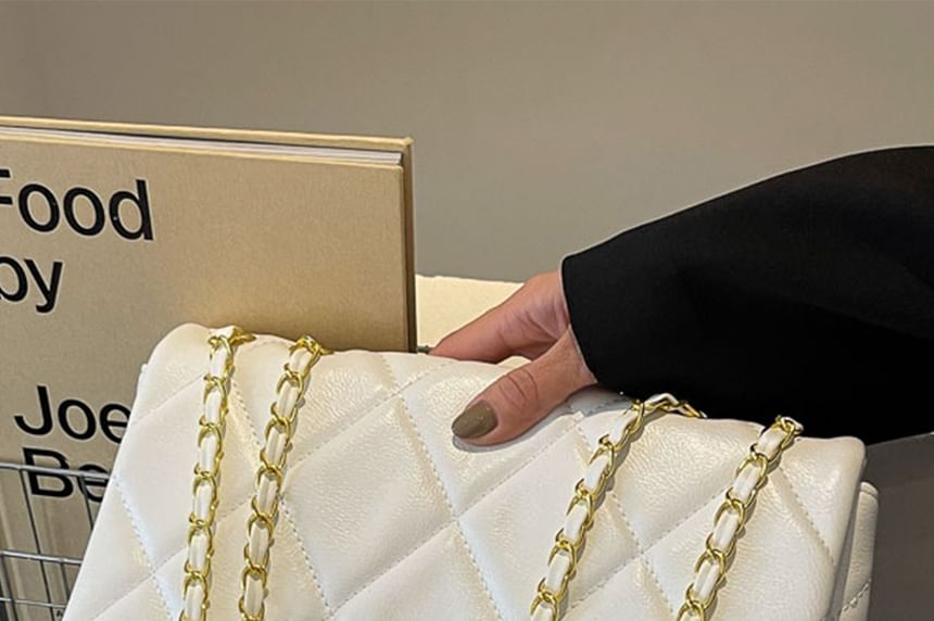 Crossbody Quilted Bag Faux Leather Plain Flap