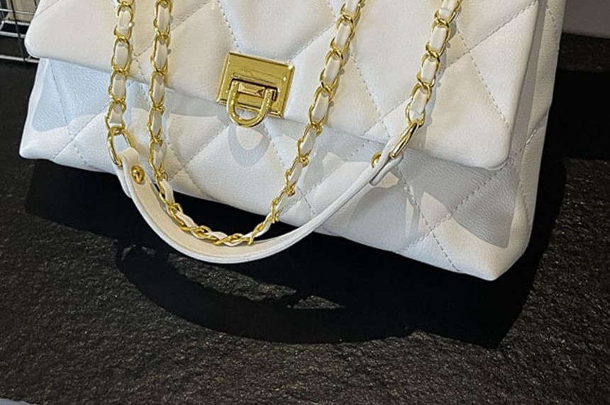 Crossbody Quilted Bag Faux Leather Plain Flap