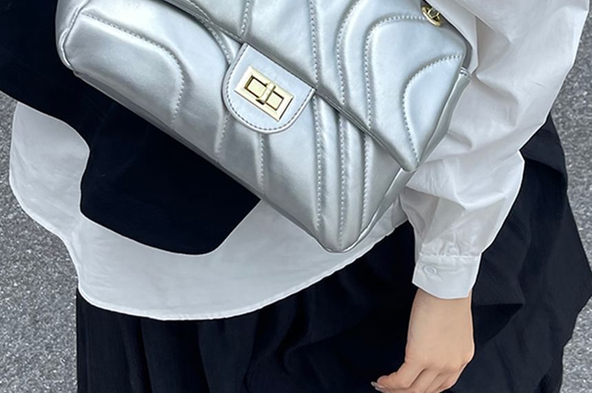 Plain Crossbody Leather Faux Flap Quilted Bag