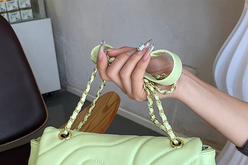 Plain Crossbody Leather Faux Flap Quilted Bag