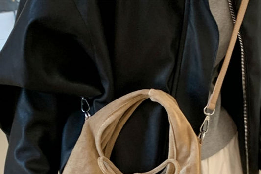 Faux Top Crossbody Handle Suede Plain Bag