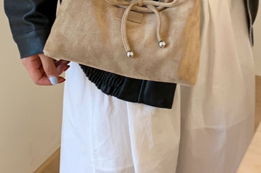 Faux Top Crossbody Handle Suede Plain Bag