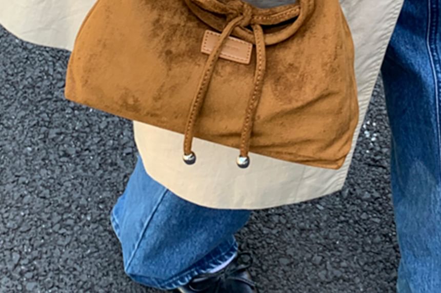 Faux Top Crossbody Handle Suede Plain Bag