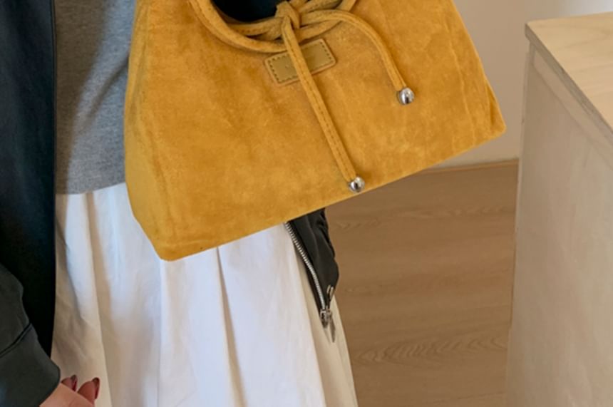 Faux Top Crossbody Handle Suede Plain Bag