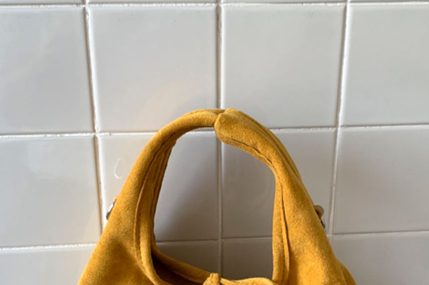 Faux Top Crossbody Handle Suede Plain Bag