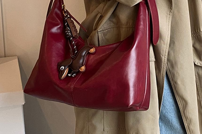 Faux Bag Plain Crossbody Charm Leather With