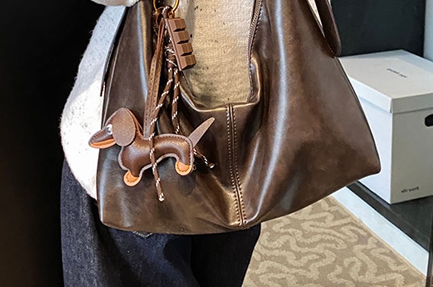 Faux Bag Plain Crossbody Charm Leather With