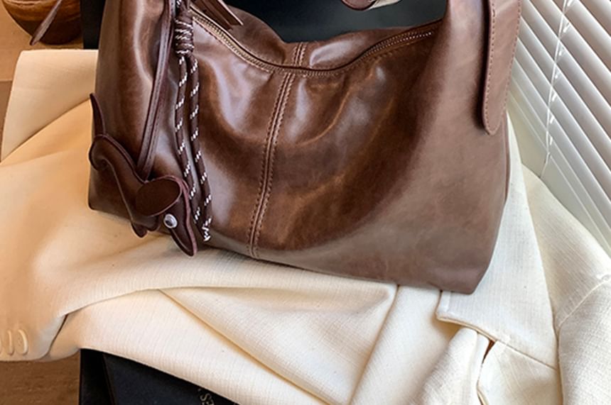 Faux Bag Plain Crossbody Charm Leather With