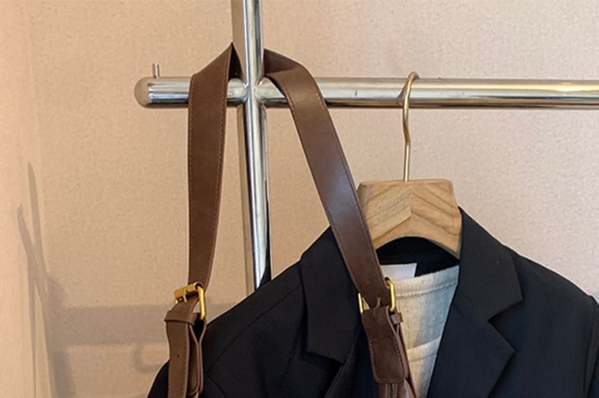 Faux Bag Plain Crossbody Charm Leather With