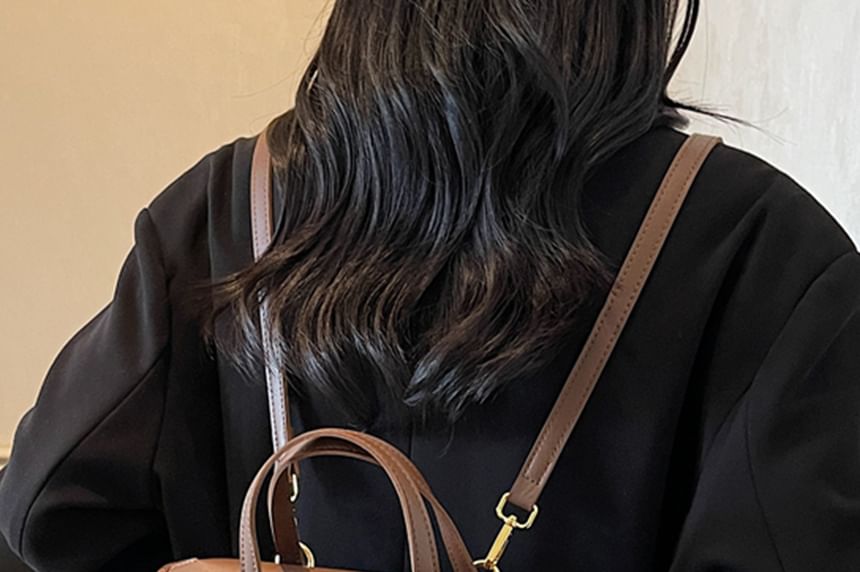 Backpack Faux Flap Leather