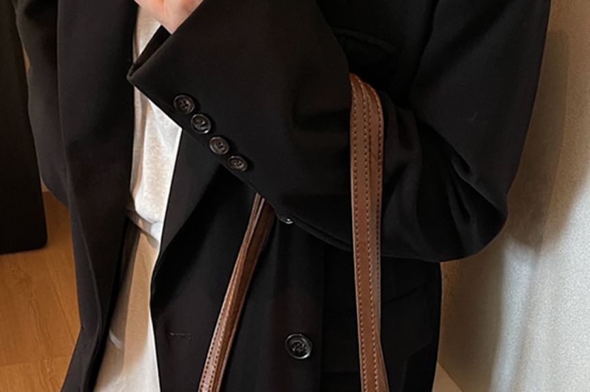 Charm With Leather Tote Plain Faux Bag