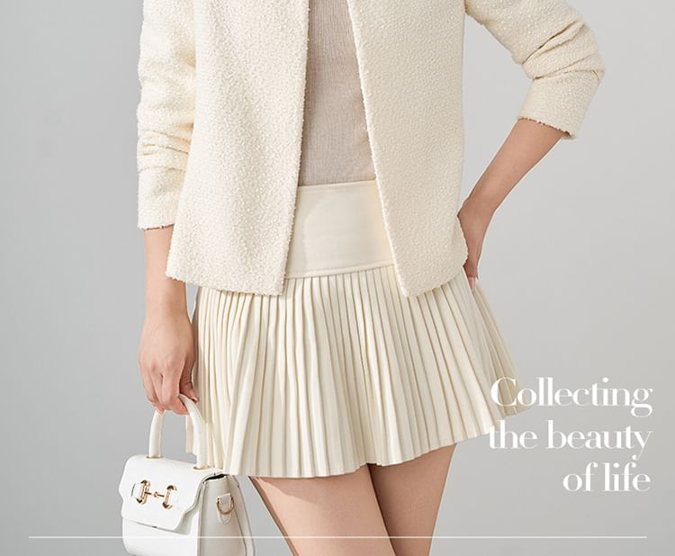 Round Neck Sequin Tweed Jacket