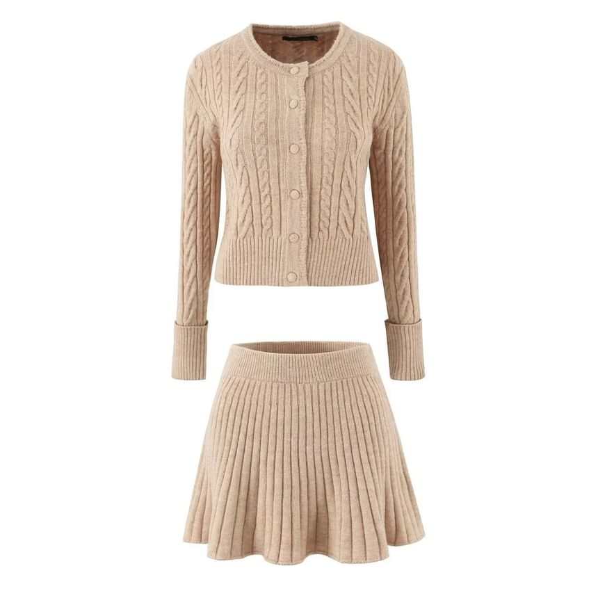 Ribbed Knit Mini A-Line Skirt - High Waist