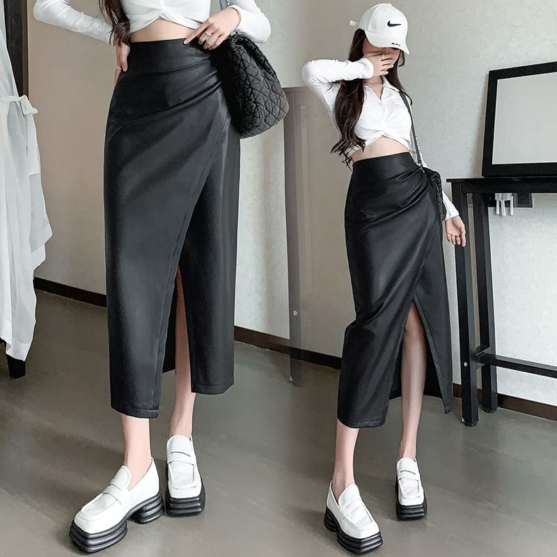 Plain Midi Skirt - High Waist